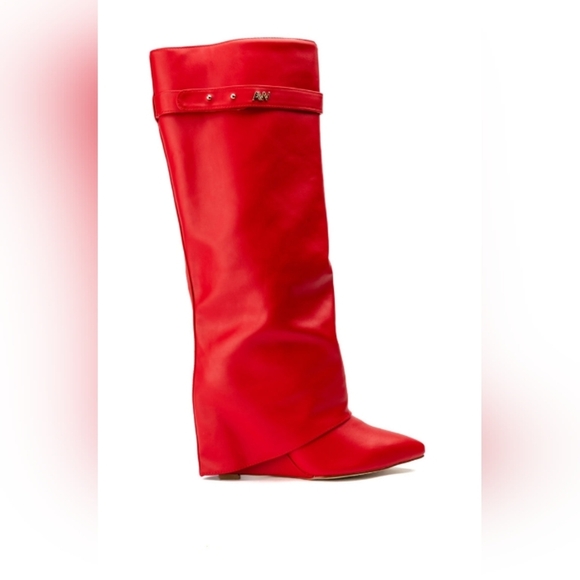 AZALEA WANG "FATAL VALENTINE" Elegant Red Over the Knee Women's Boots - Picture 6 of 9